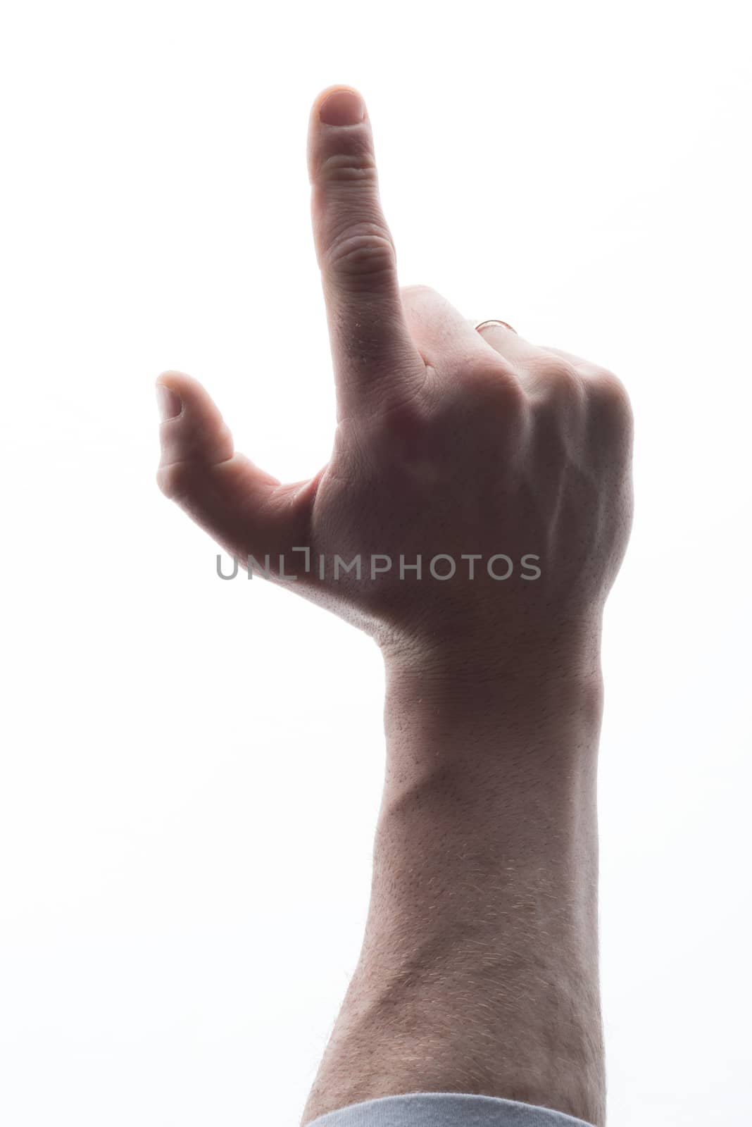 Mans hand showing one count on white by cherezoff