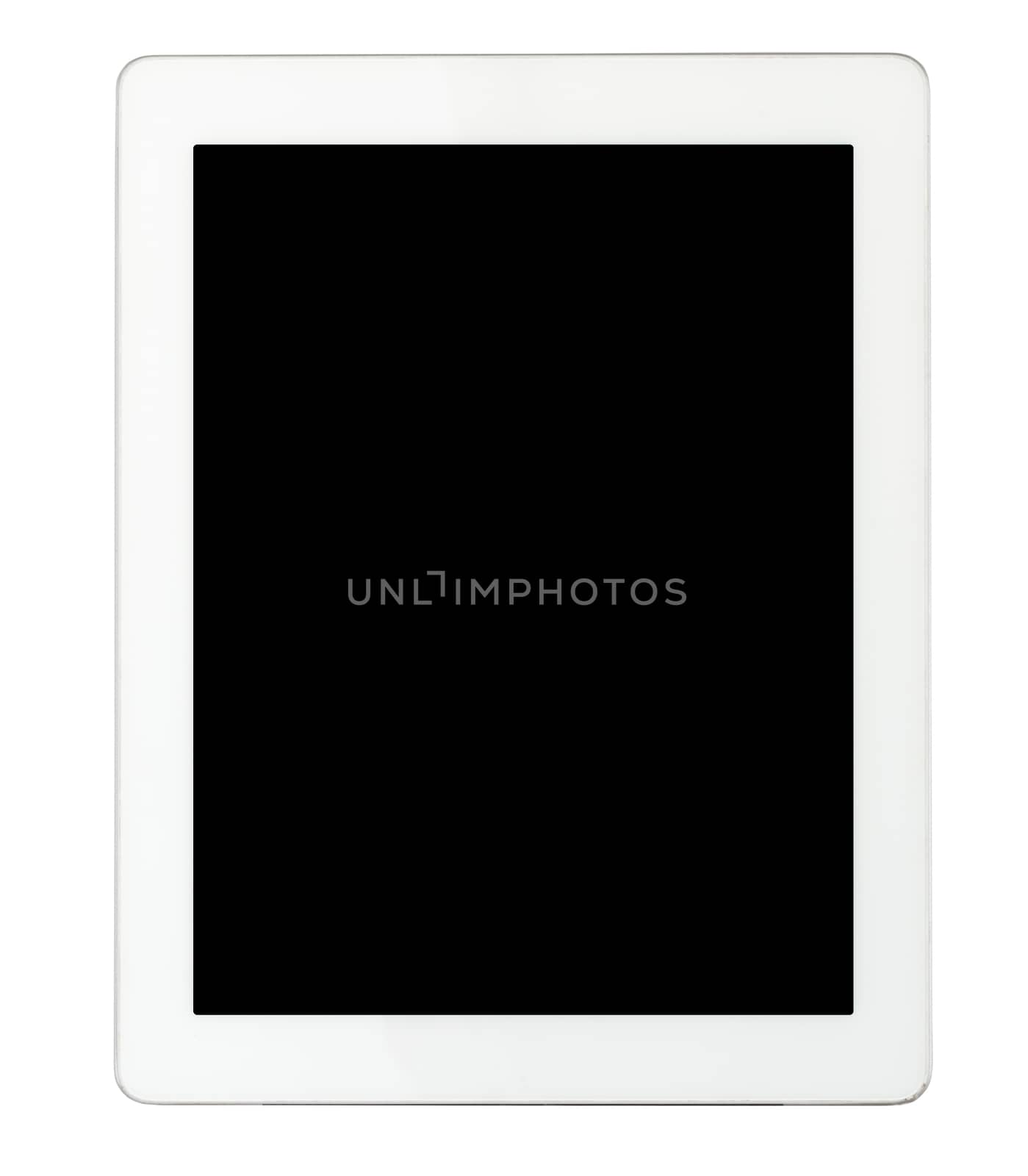 Tablet on isolated white background, close up view