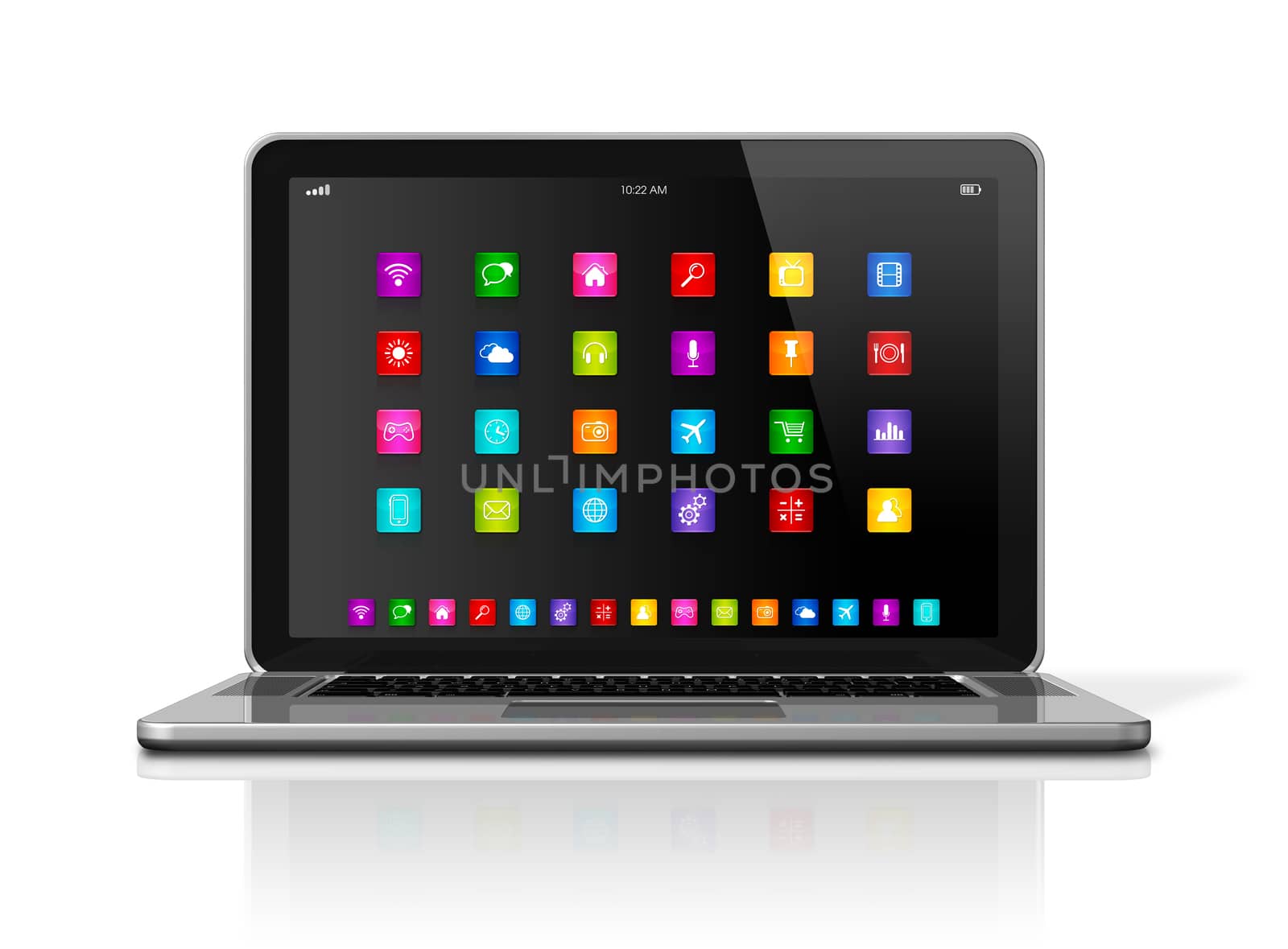 Laptop Computer with apps icons interface by daboost