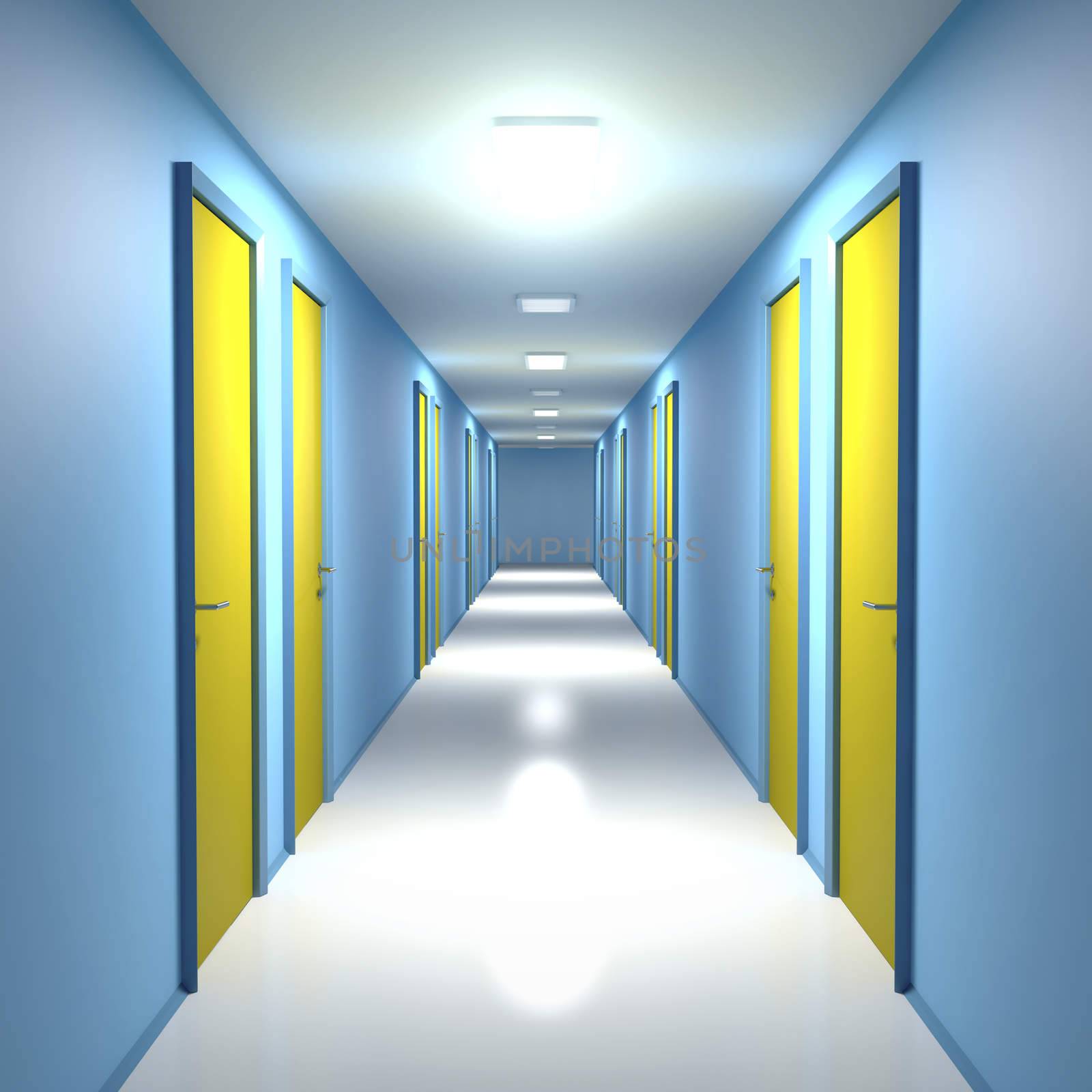 Corridor with closed doors by magraphics