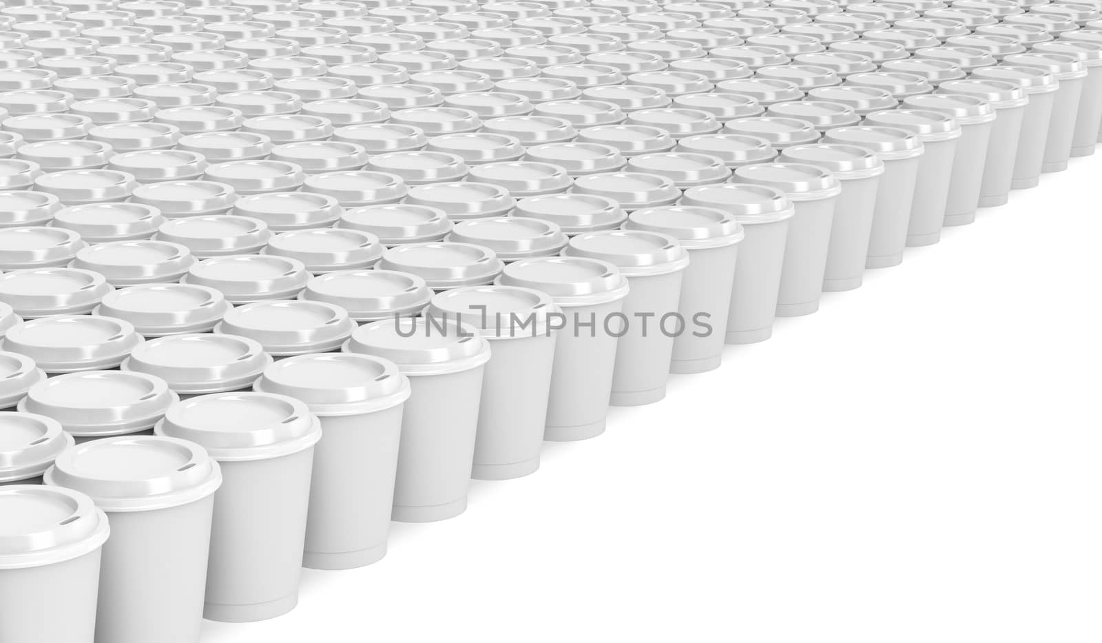 Multiple rows with paper coffee cups