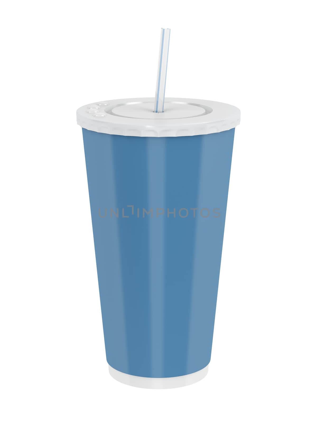 Fast food paper cup with straw isolated on white