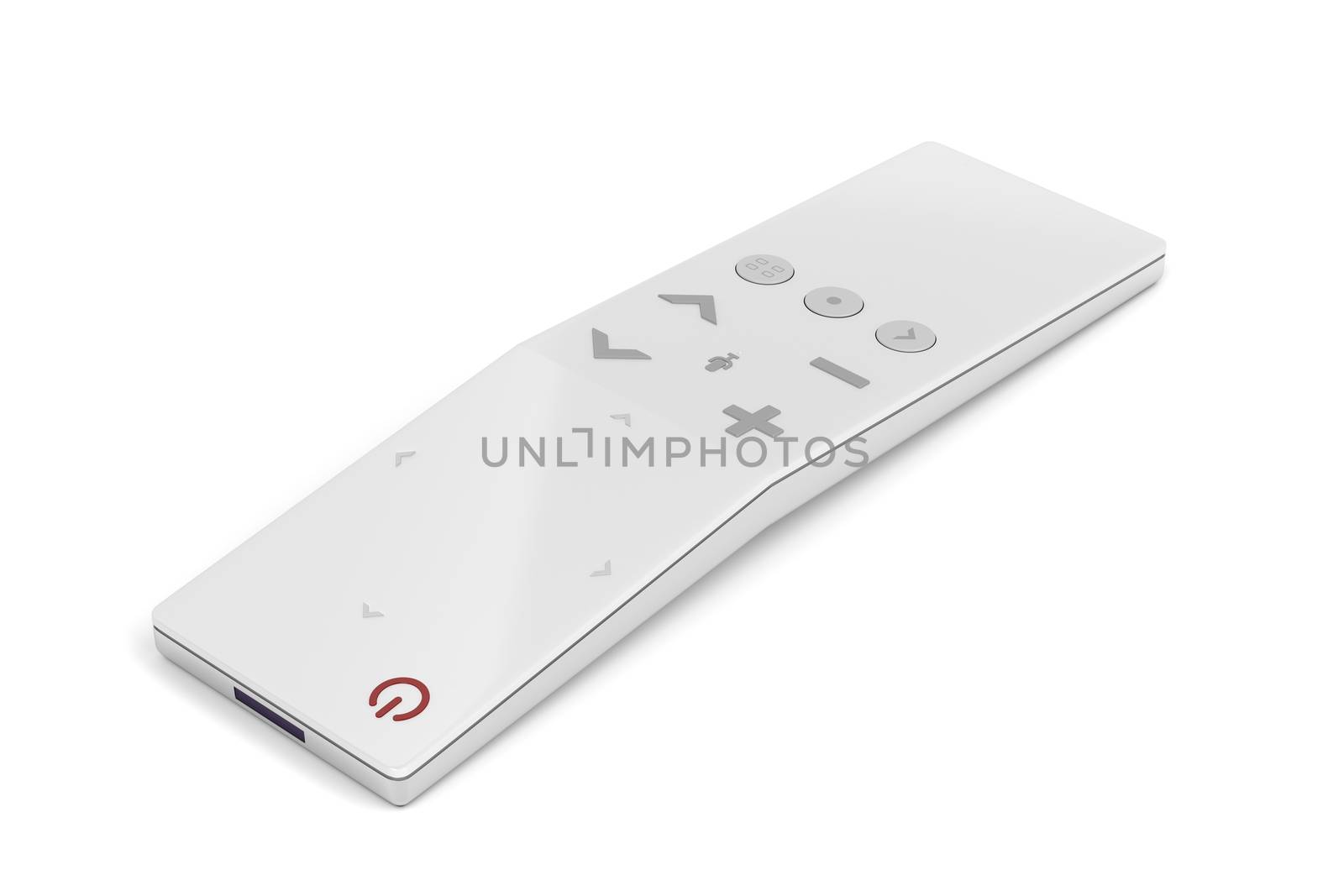 White remote control for smart tv on white background