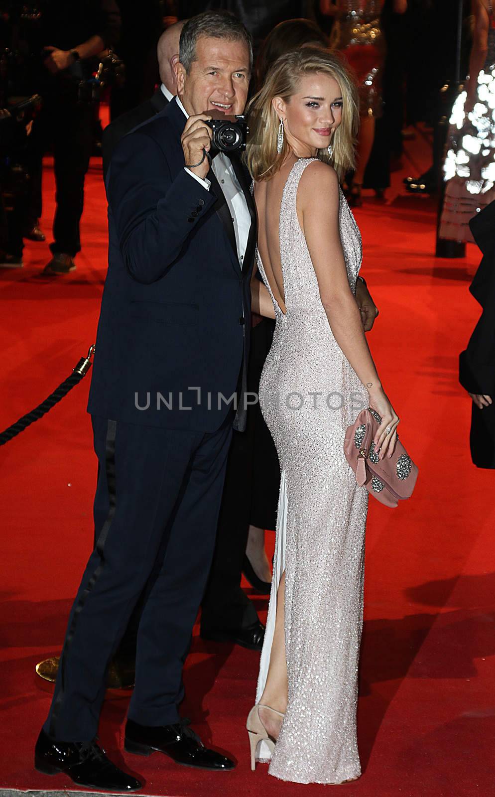 UK, London: Mario Testino and Rosie Huntington-Whiteley arrive at the British Fashion Awards at the London Coliseum in London, UK on November 23, 2015.