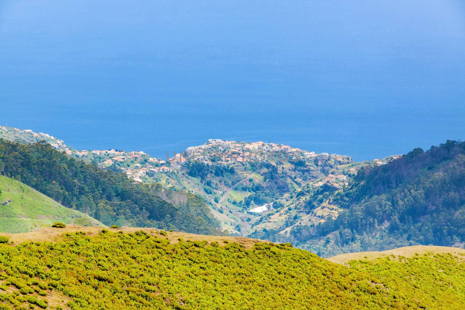 Mountain's crest in the north of Madeira island, view towards Prazeres - Calheta