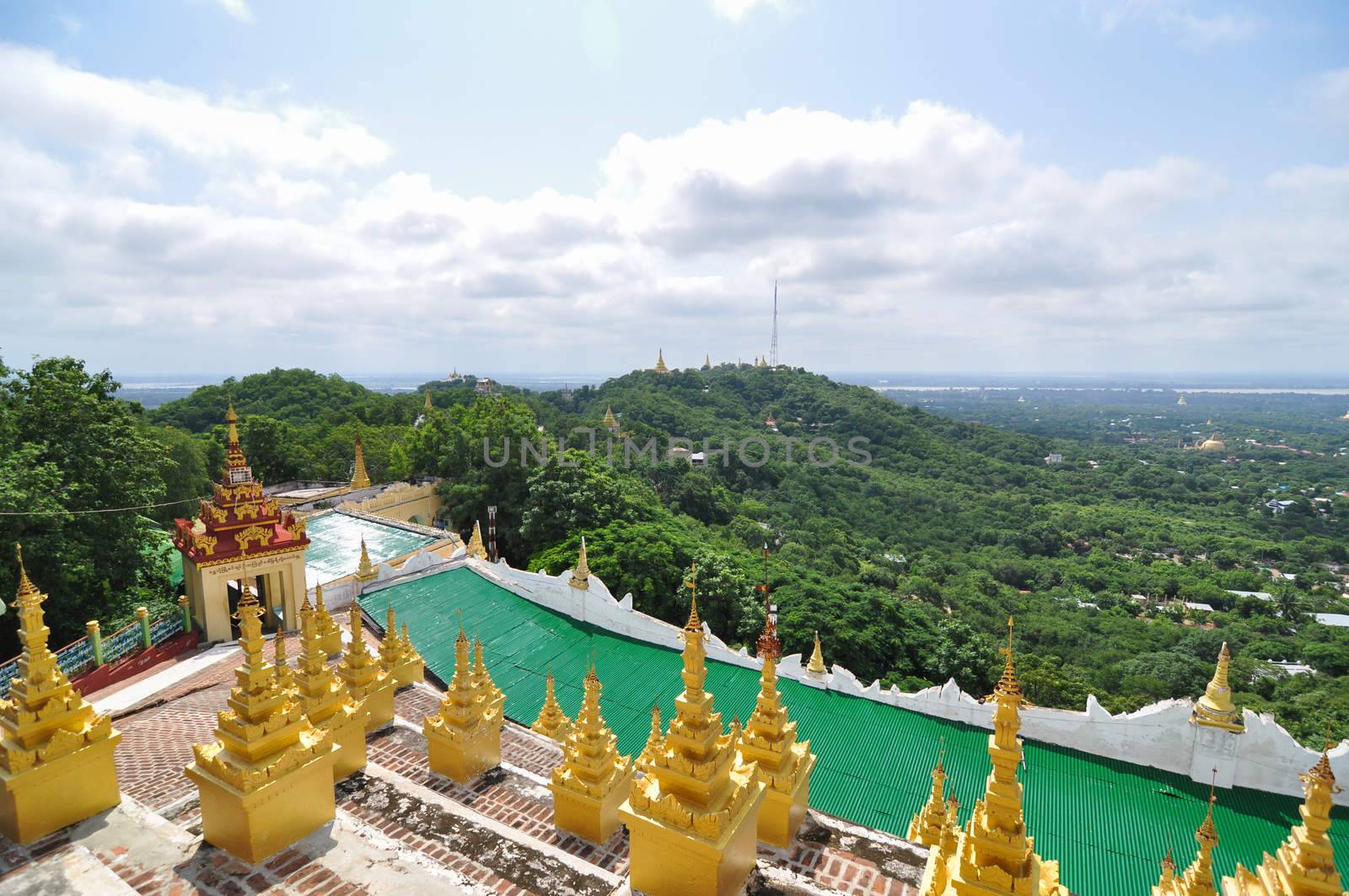 Landscape View from Mandalay Hill, Mandalay Hill is a major pilgrimage site in Myanmar