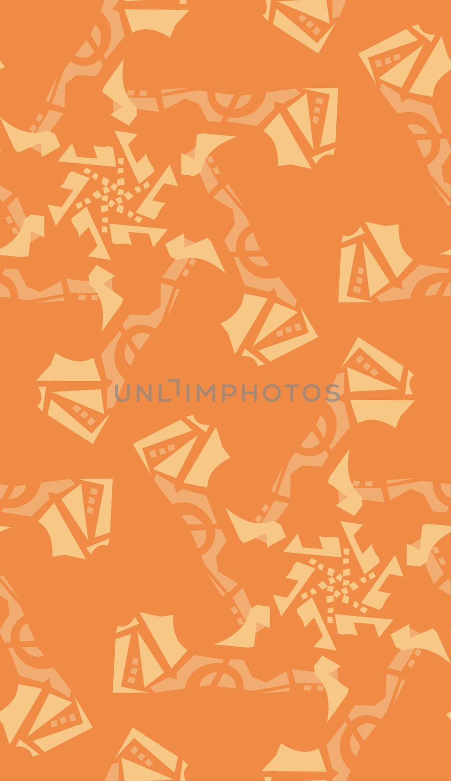 Seamless kaleidoscope background pattern of orange star shapes