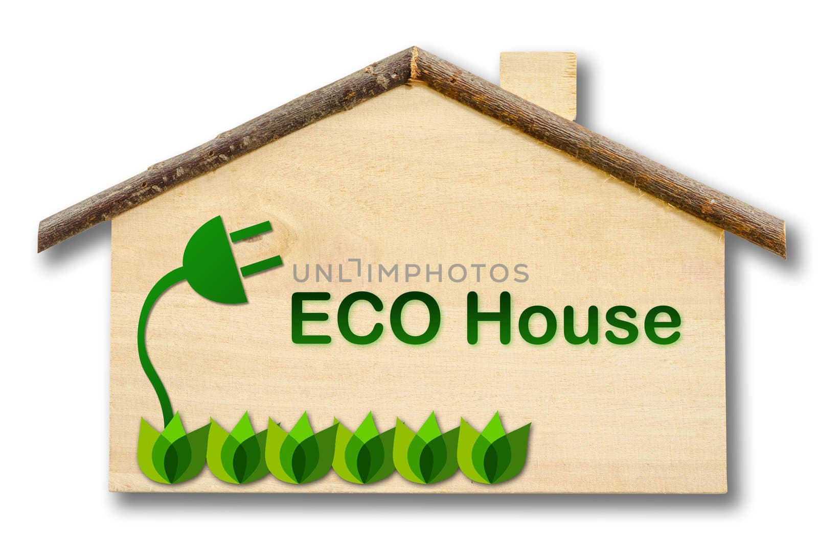 Eco house on Little home wooden model isolated on white backgrou by Gamjai