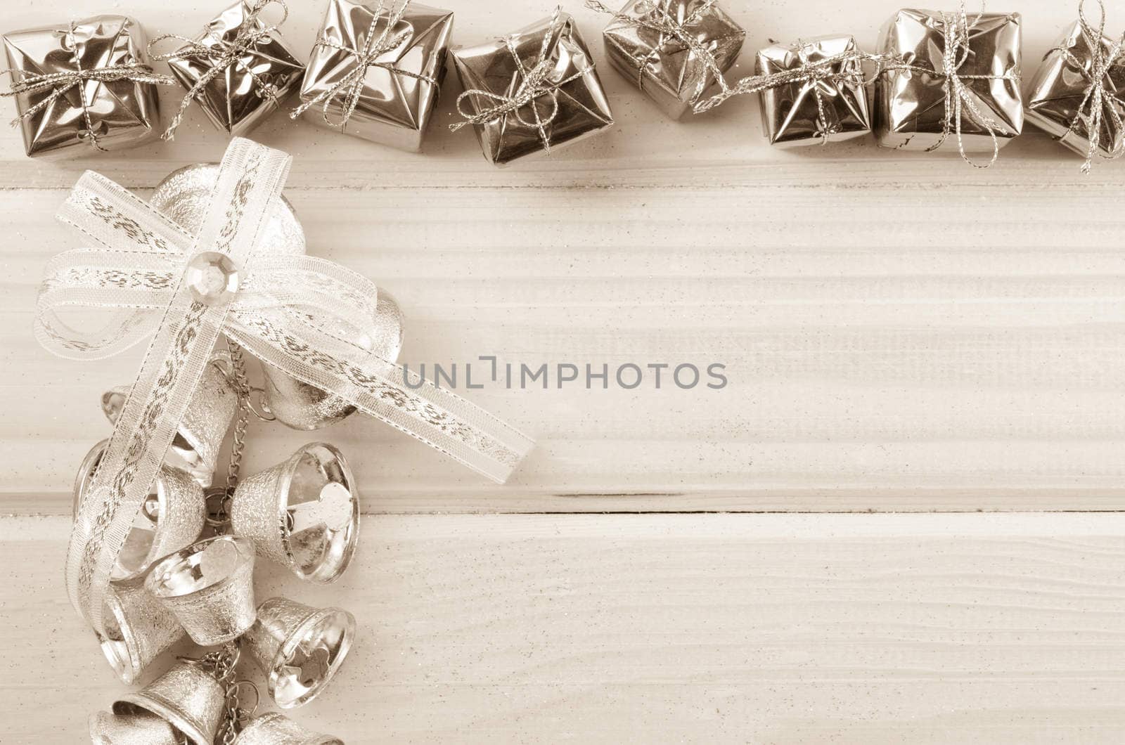 Silver bell in vintage background. by Gamjai