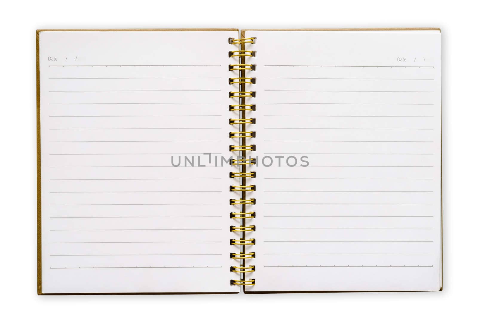 Open notebook with white lined pages. by Gamjai