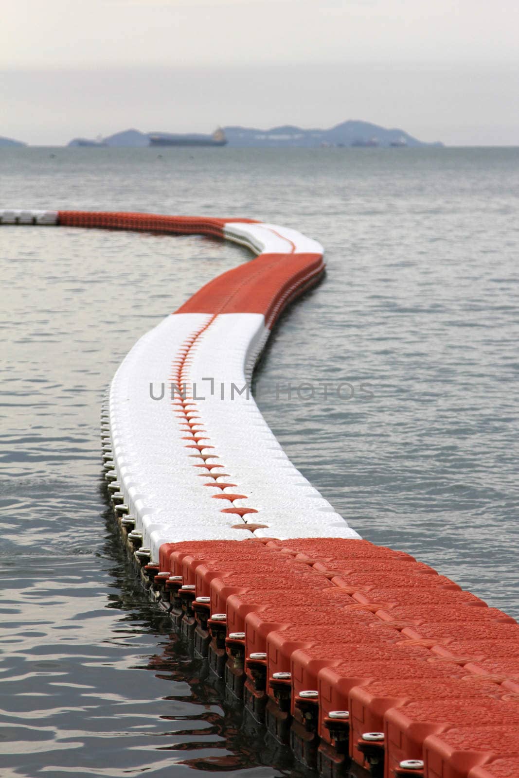 Buoys at sea to prevent ships from entering the area