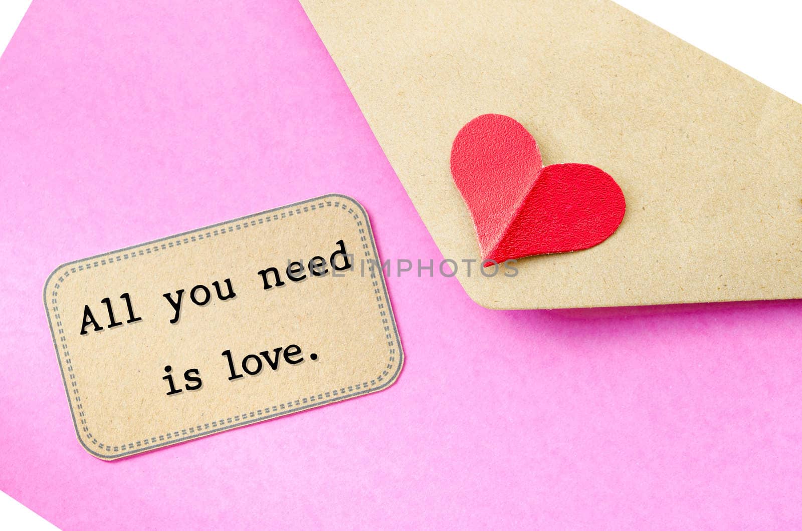 All you need is love. Love letter and wording with text love on white background.