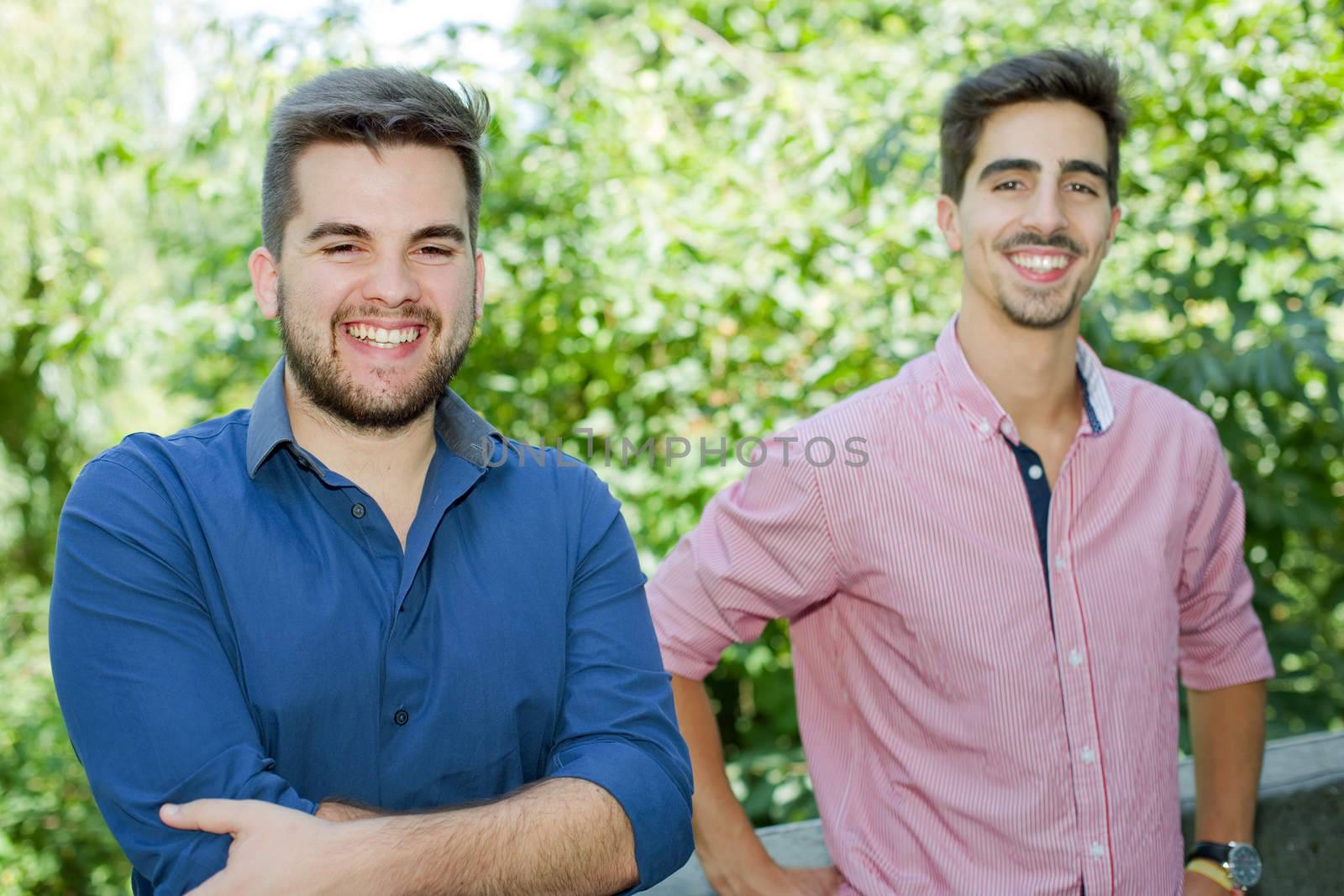 happy young casual men outdoor portrait