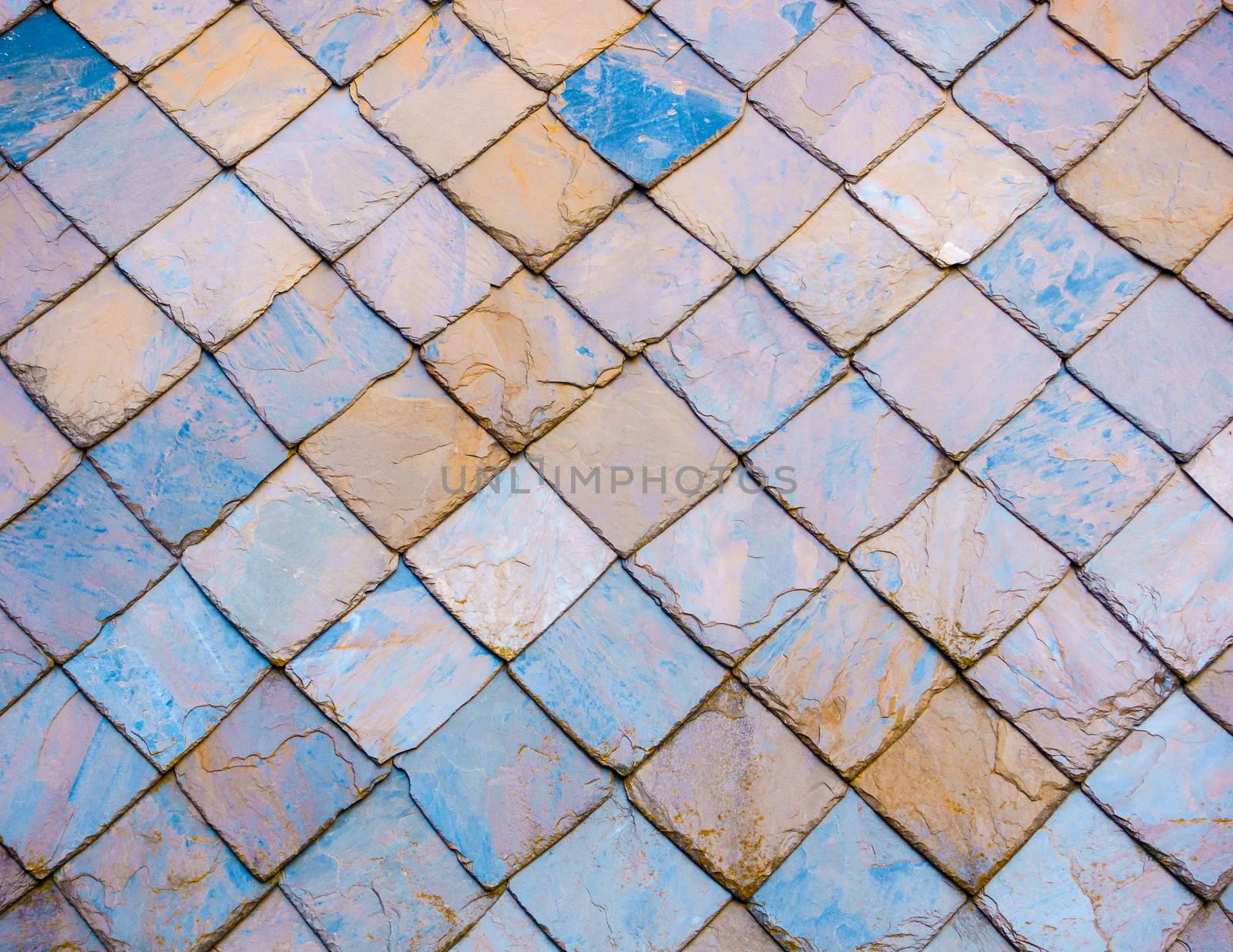 Colourful slate roof texture
