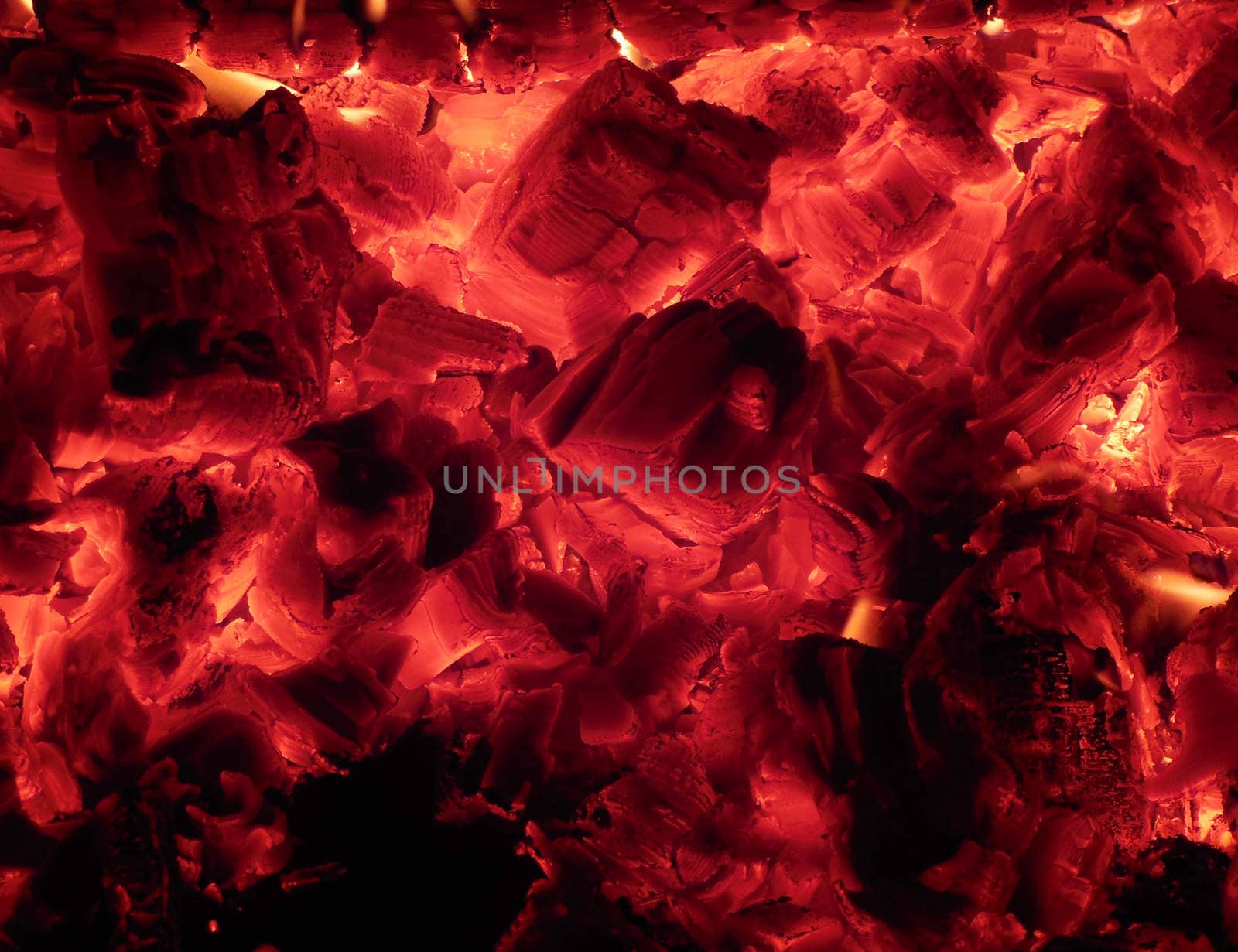 embers and the fire in the stove in Russian Karelia, February, 2015