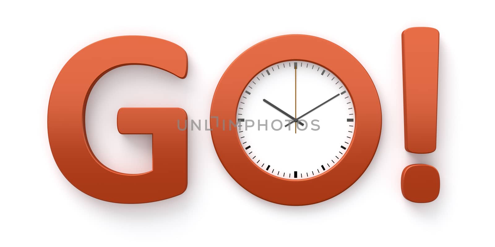 A clock in the o of the word go