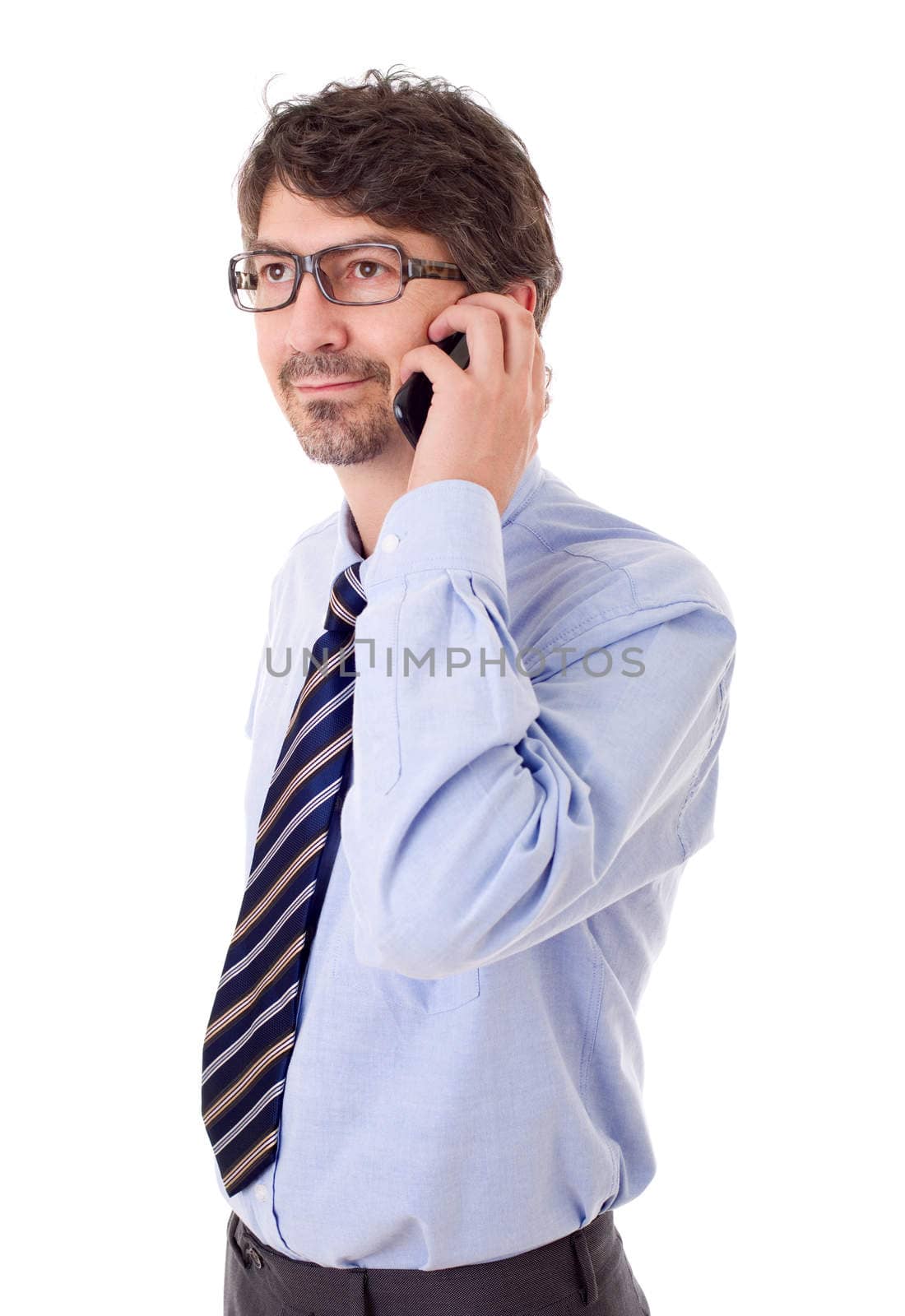 young business man on the phone, isolated