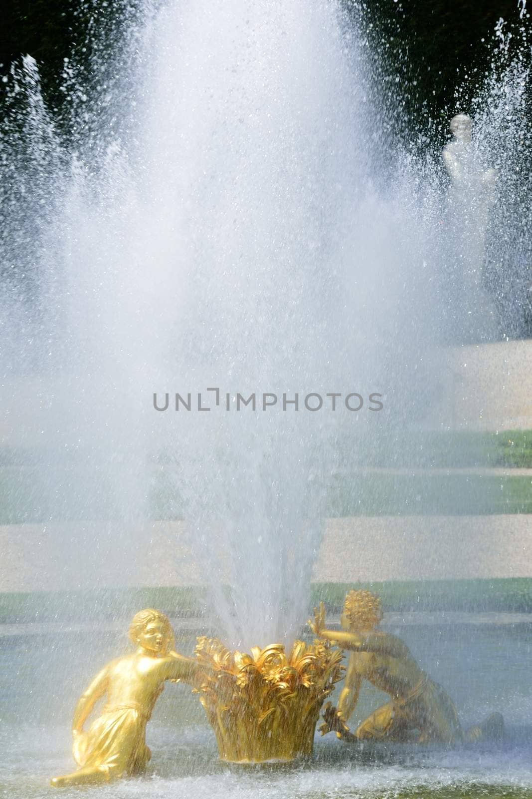 Classical Golden statue in fountain by pauws99