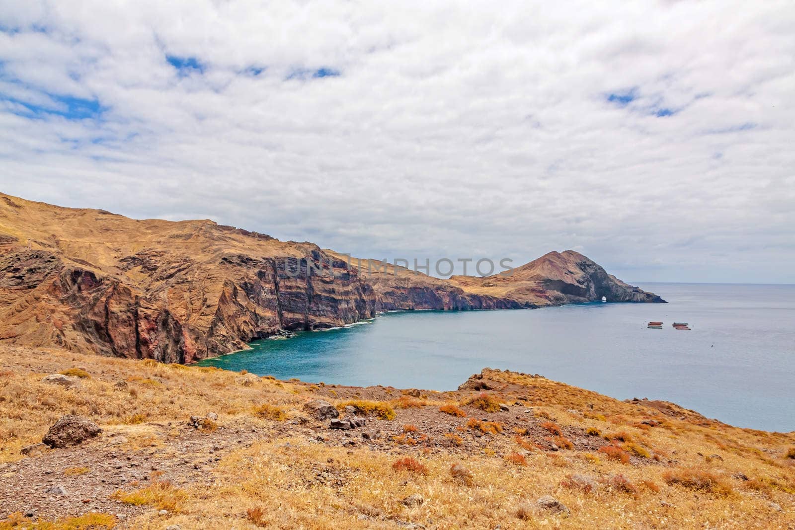 View of rock gate Ponta do Furado - the most easterly point on Madeira