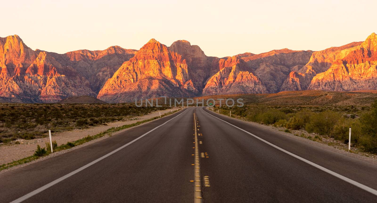 Two Lane Highway Leads to Red Rock Canyon Las Vegas USA by ChrisBoswell