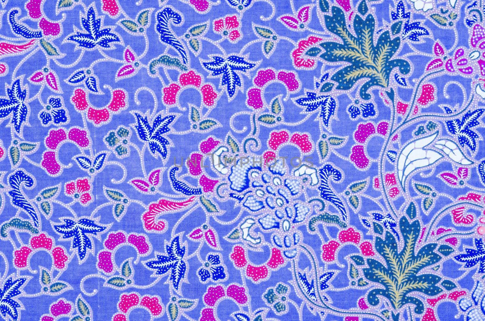 Fabric with floral batik pattern