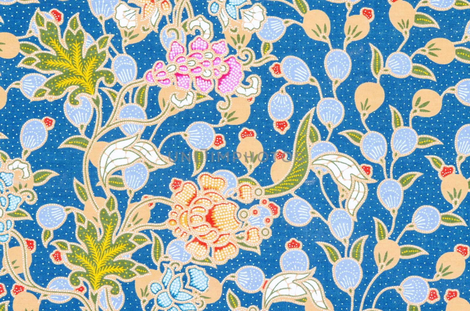 flower pattern background on batik fabric