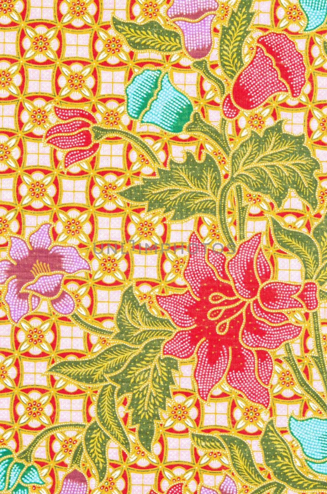 Abstract bright textile in batik's technique