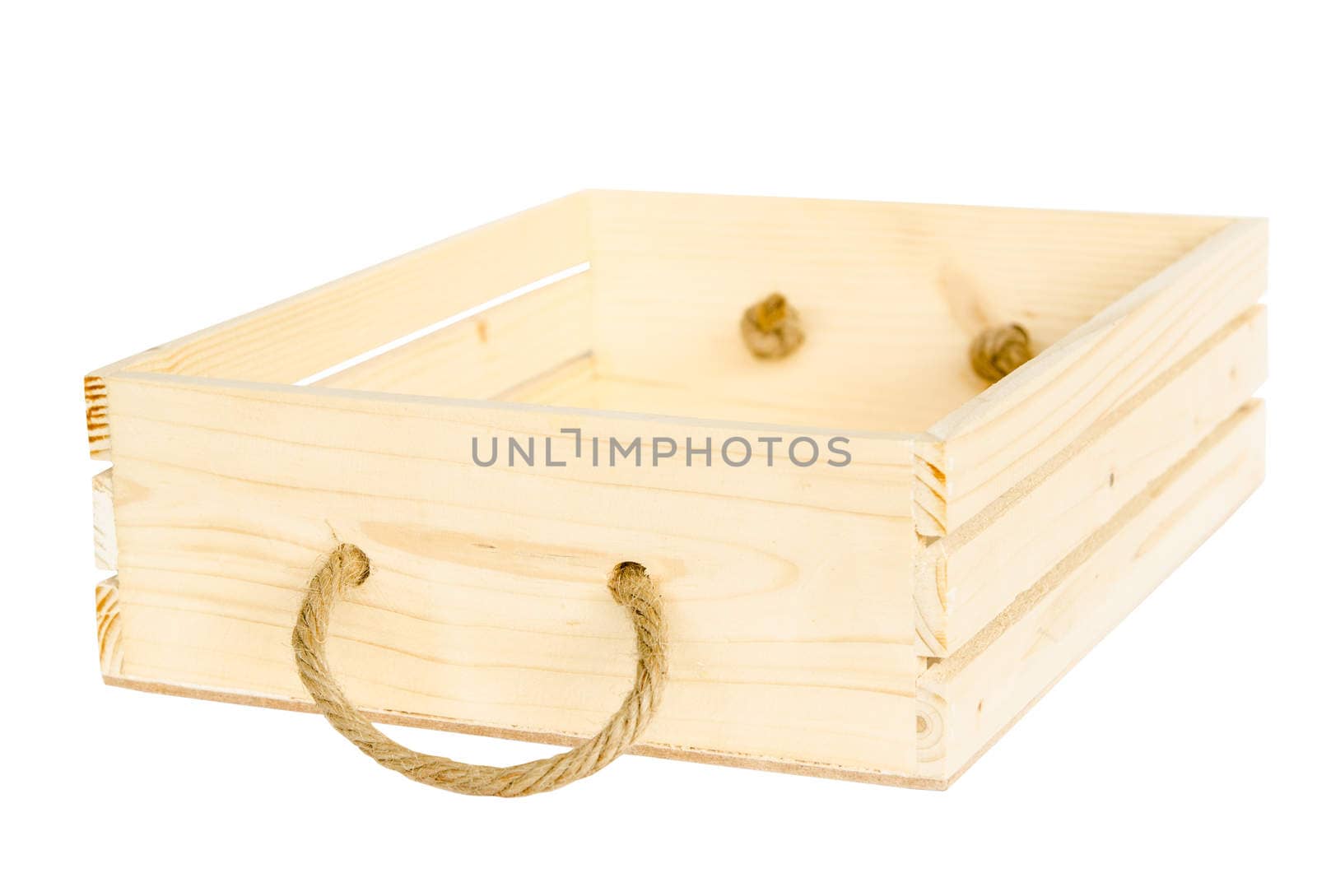 Wooden box isolated on white background by Gamjai