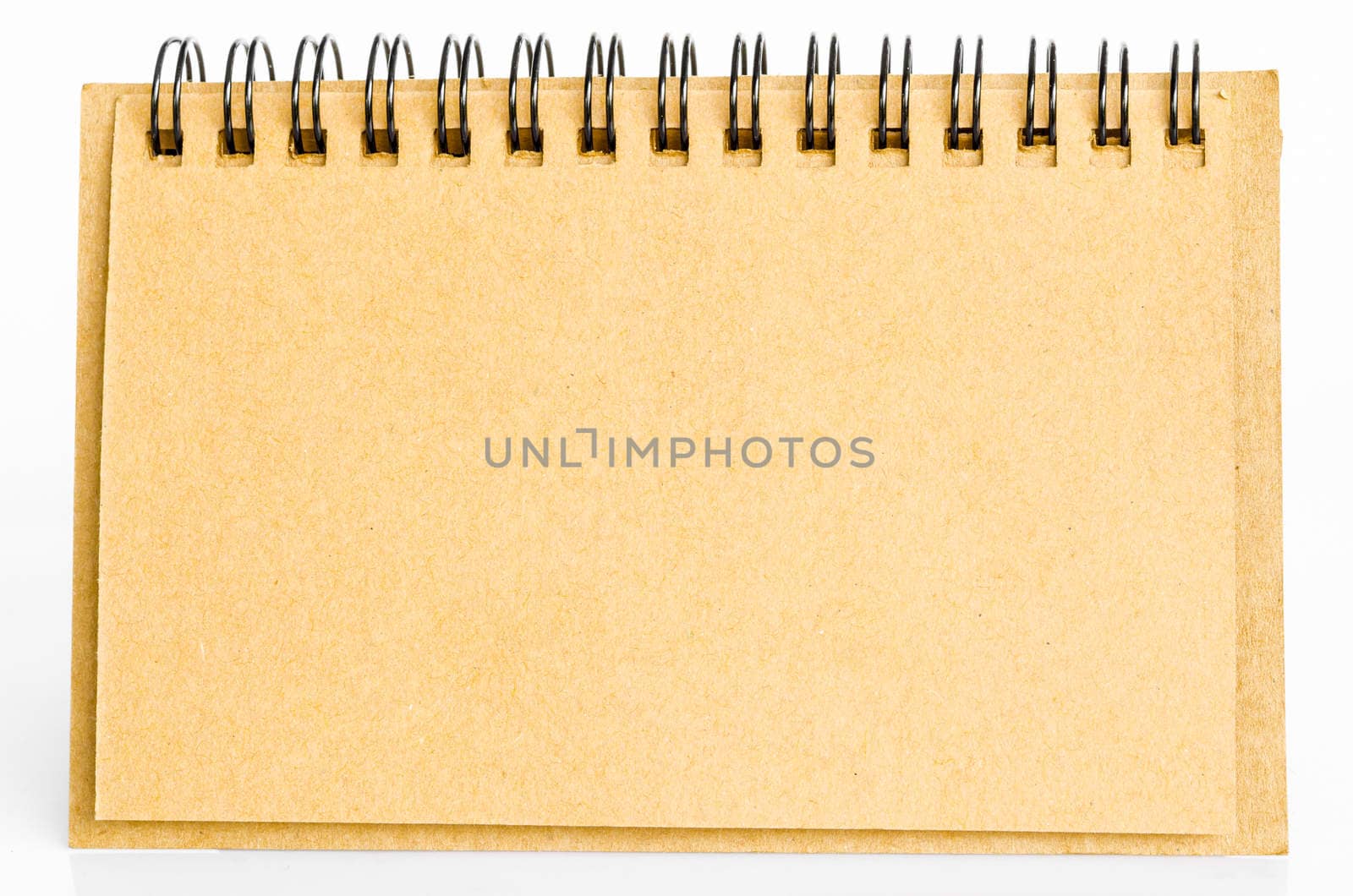 Brown diary made from recycle paper on white background.