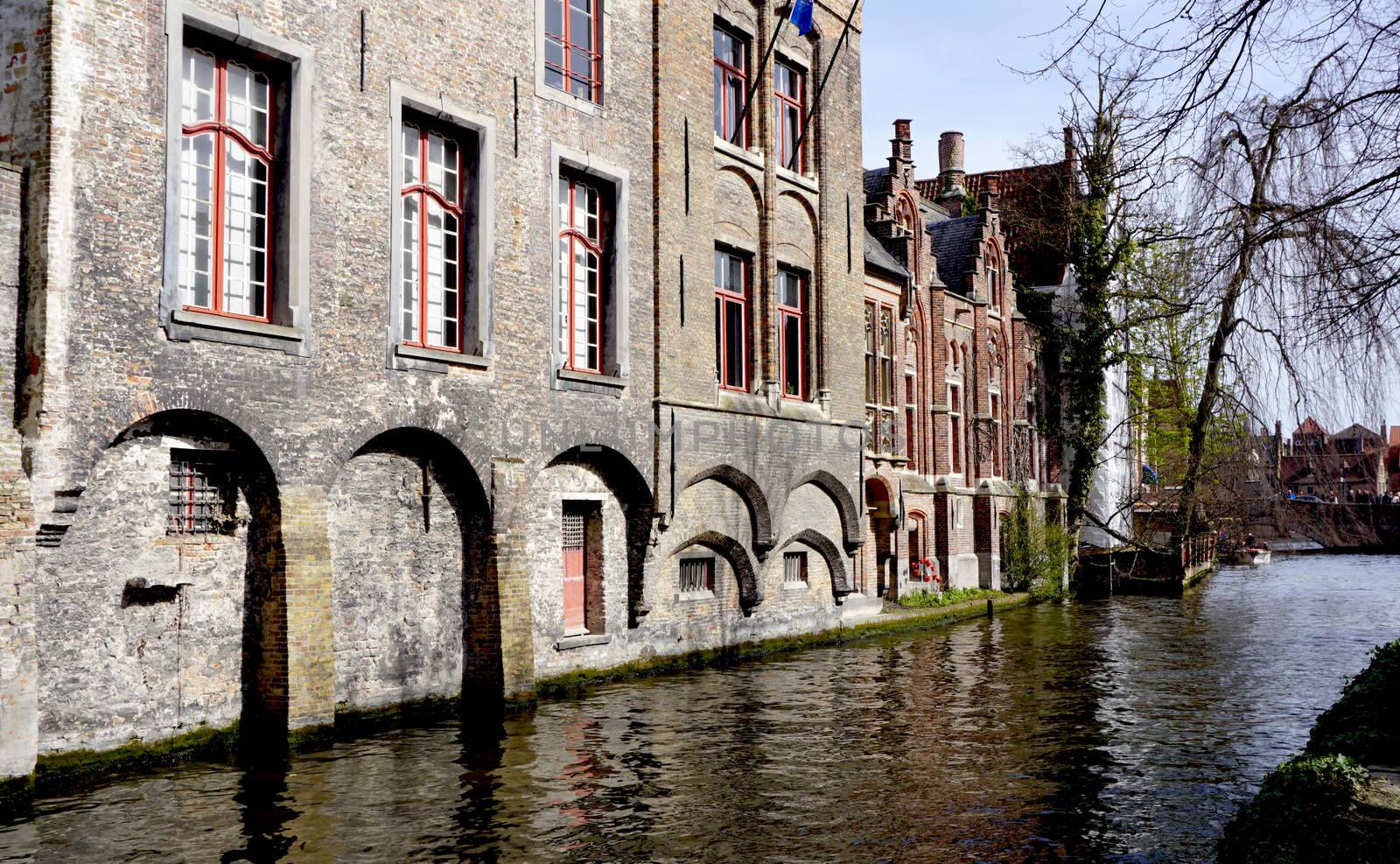 houses along the river in Bruges, Belgium