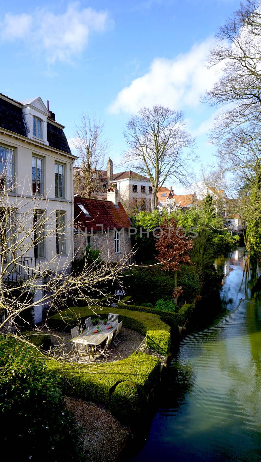 nice house along the canal in Bruges, Belgium