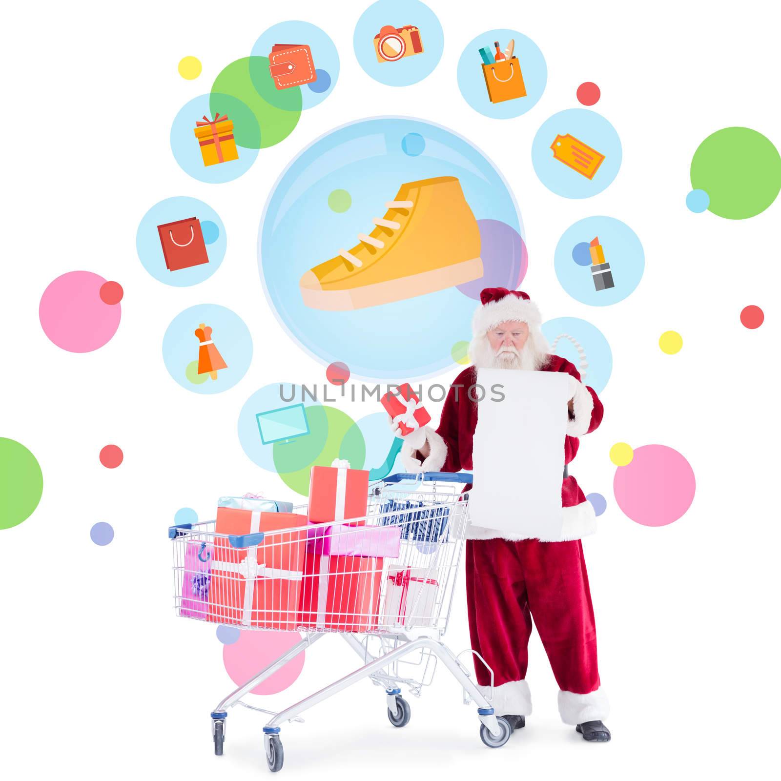 Composite image of santa delivering gifts from cart by Wavebreakmedia