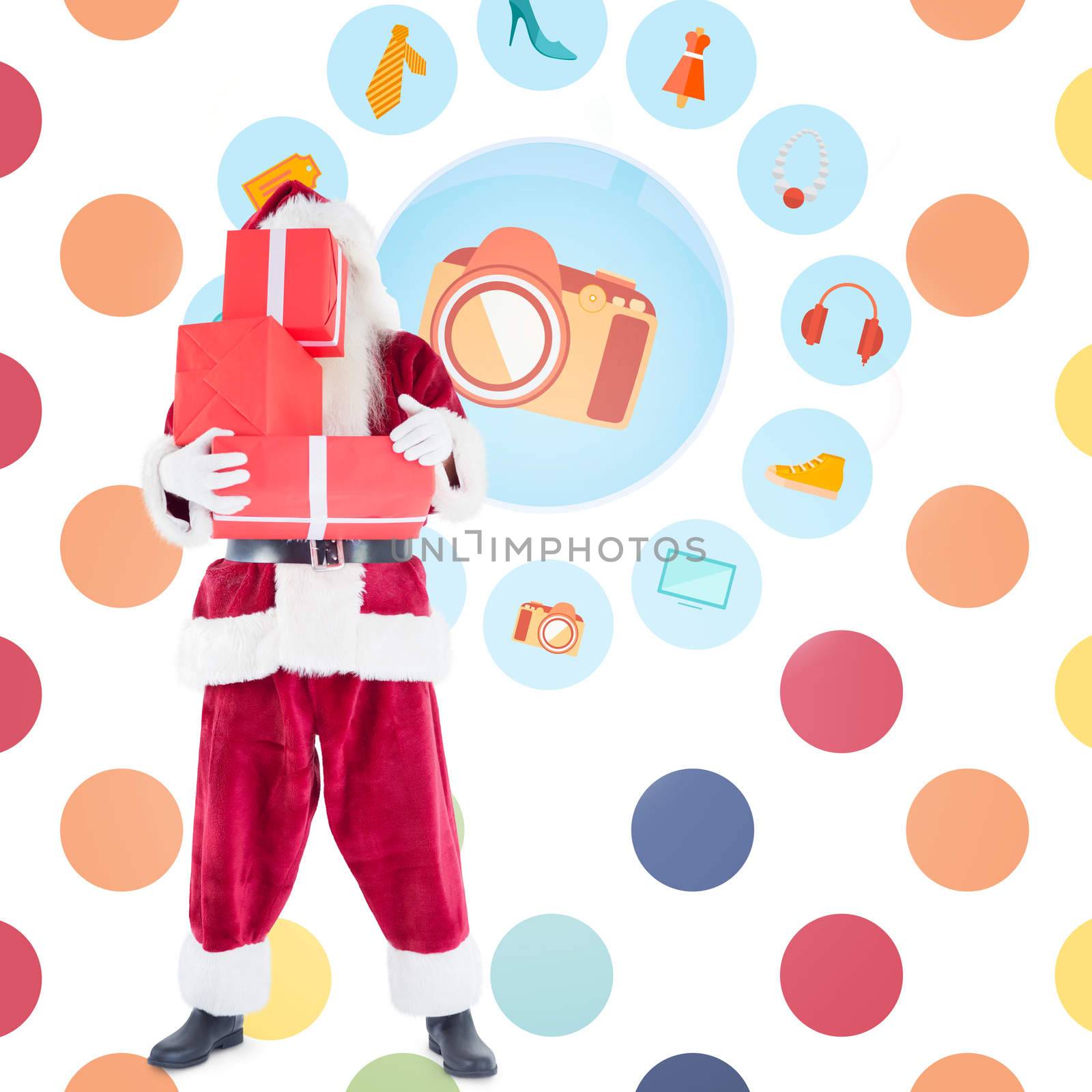 Composite image of santa carrying gifts by Wavebreakmedia