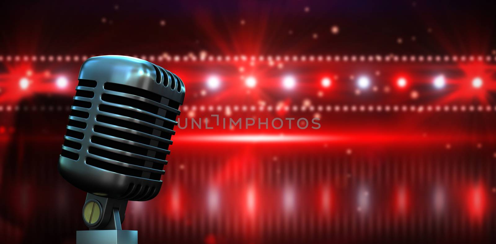 Composite image of digitally generated retro chrome microphone by Wavebreakmedia