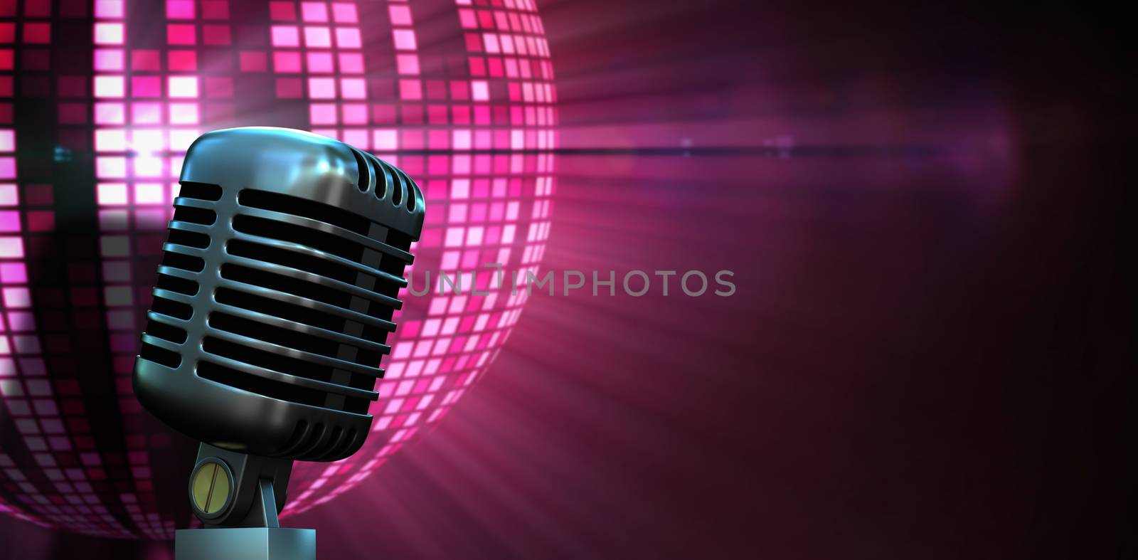 Composite image of digitally generated retro chrome microphone by Wavebreakmedia