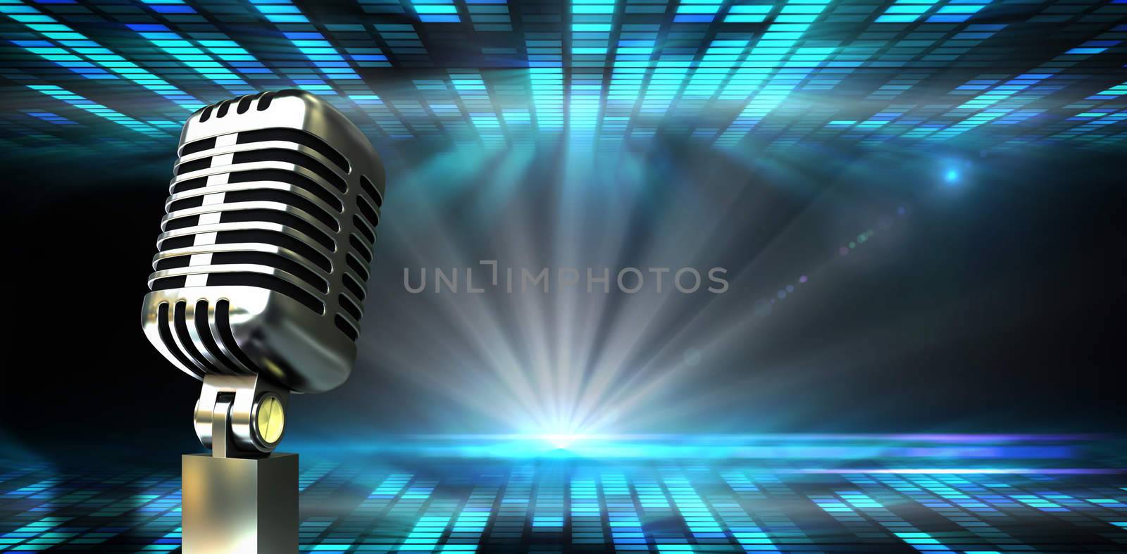 Composite image of digitally generated retro chrome microphone by Wavebreakmedia