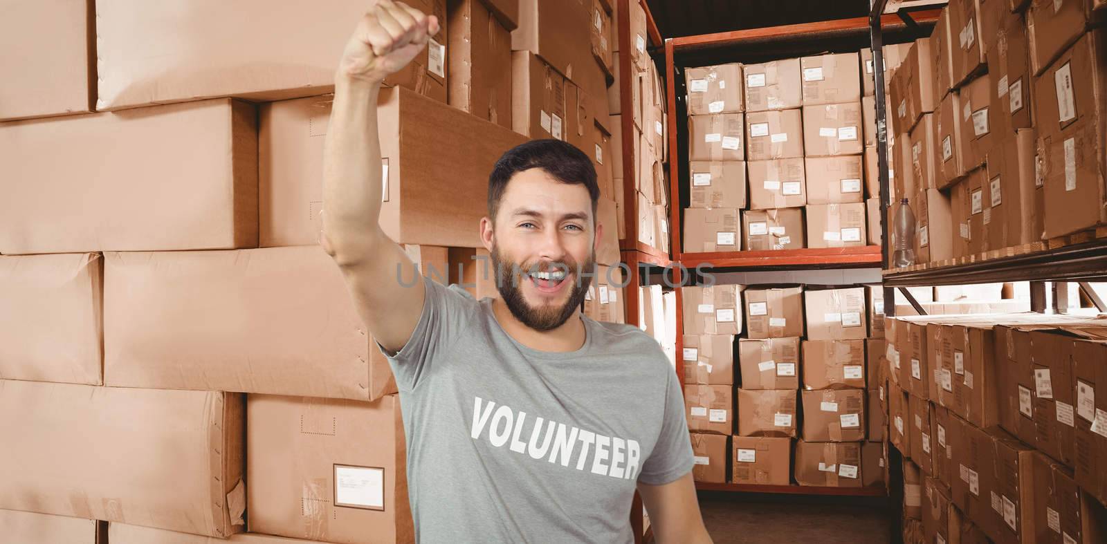 Composite image of portrait of cheerful volunteer  by Wavebreakmedia