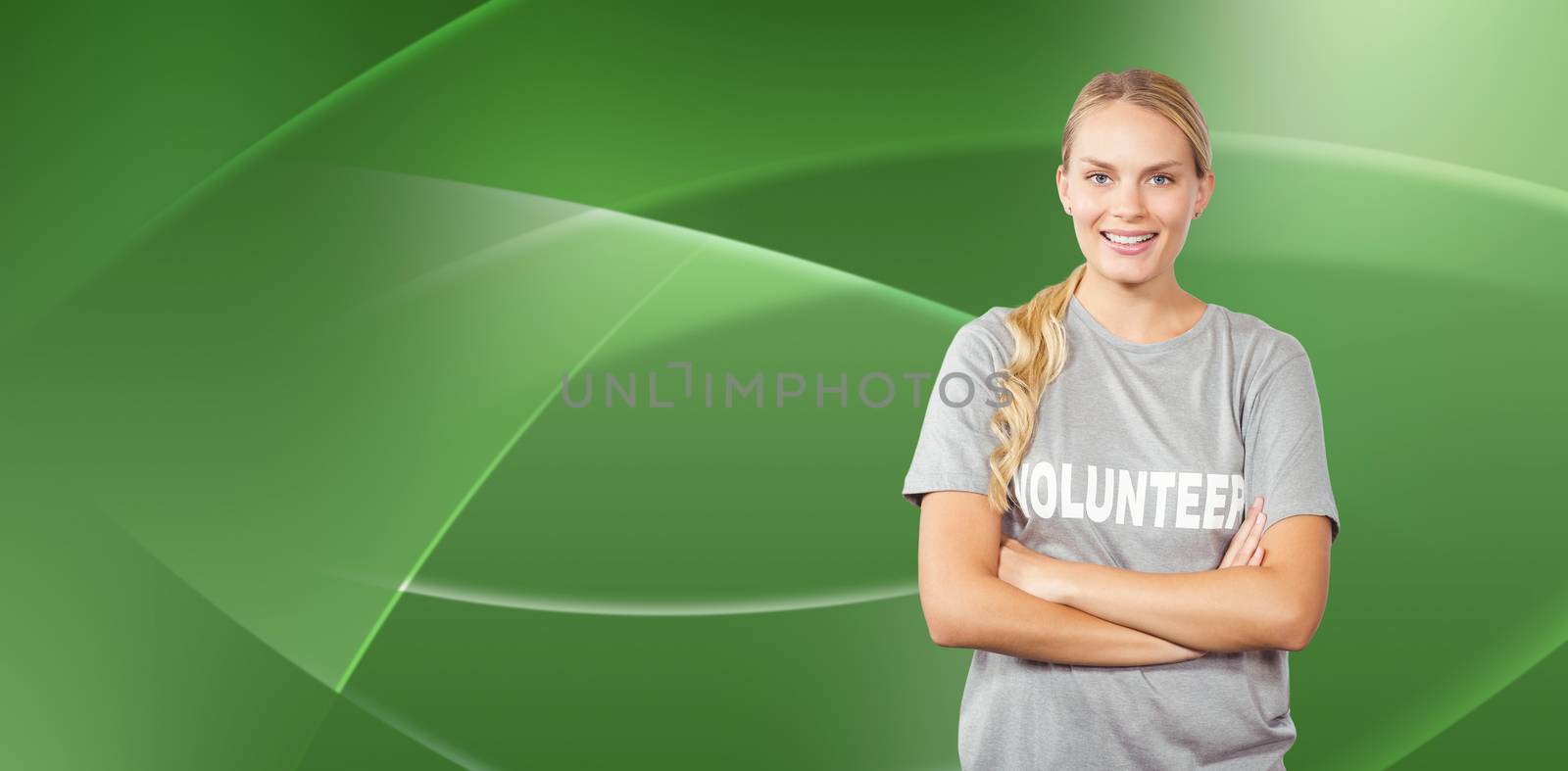 Composite image of portrait of beautiful smiling woman with arms crossed  by Wavebreakmedia