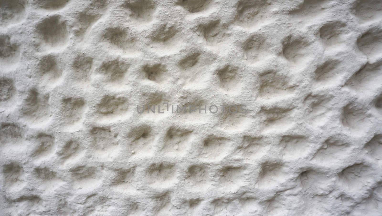 bubble texture on white cement wall finishing horizontal