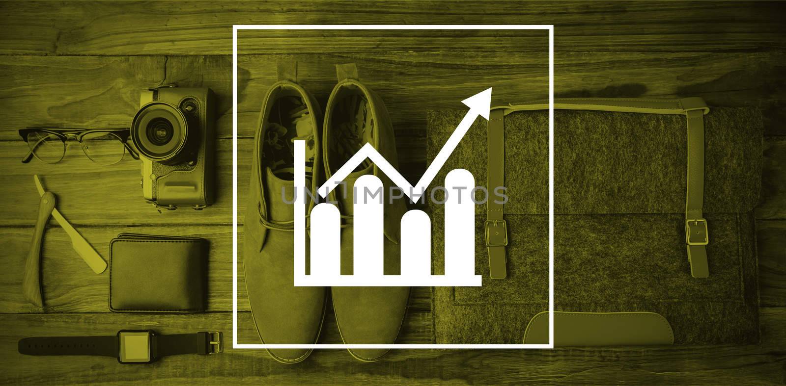 Composite image of bar chart and arrow by Wavebreakmedia