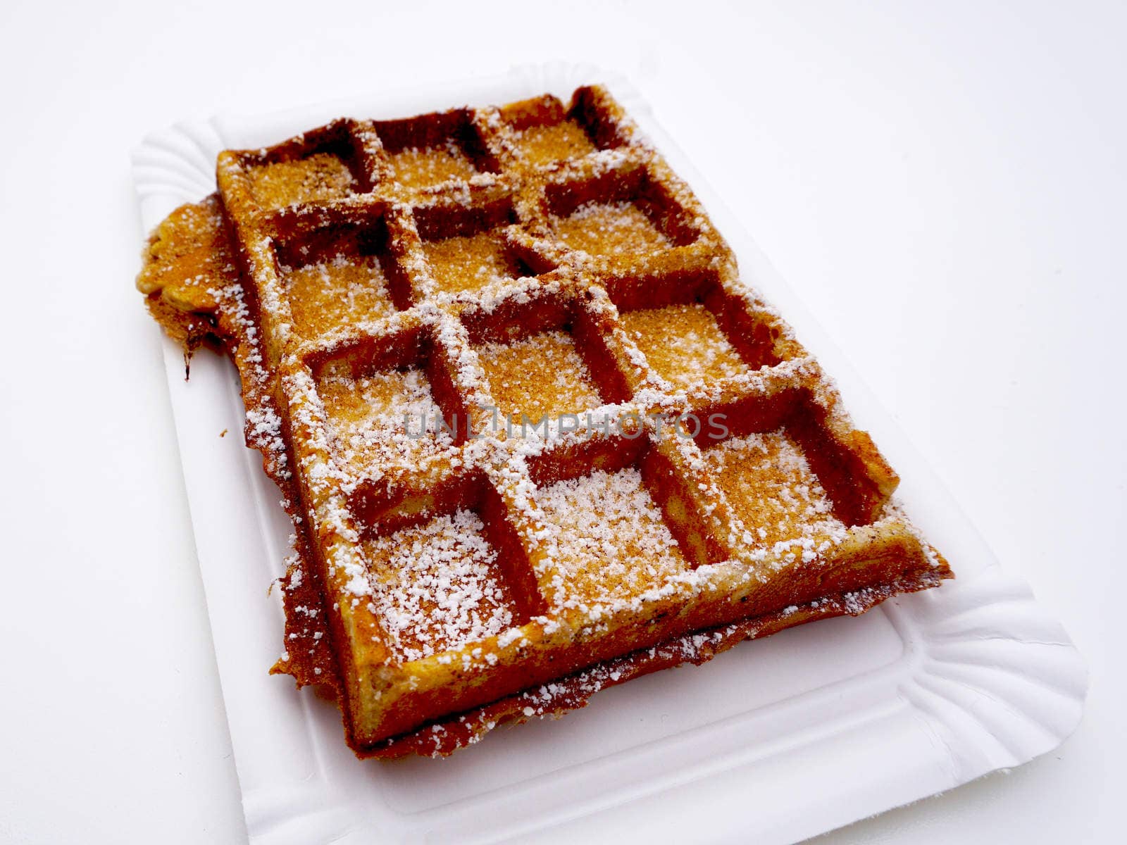 baked waffle with sugar isolated bakery            