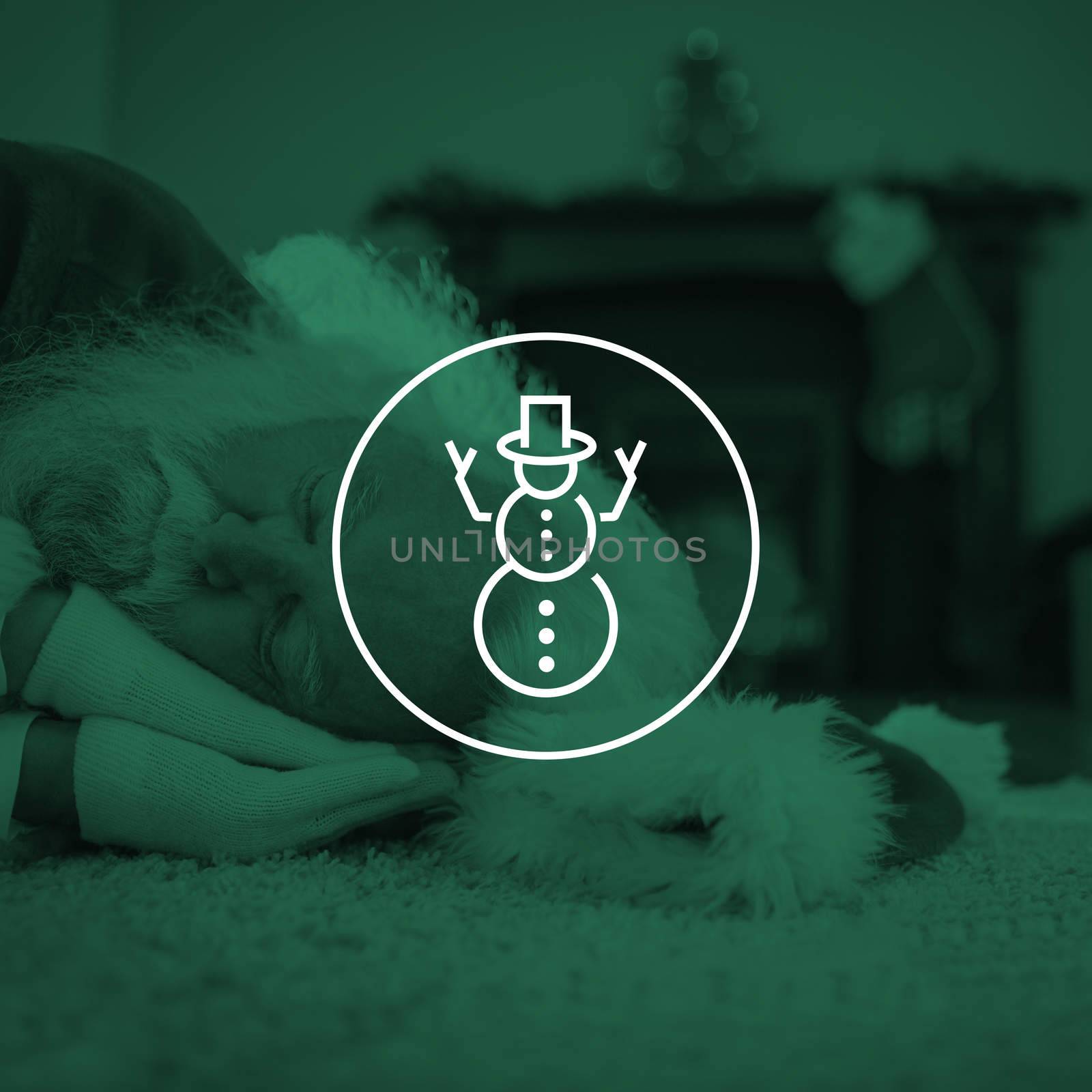 Composite image of santa claus resting on the rug by Wavebreakmedia