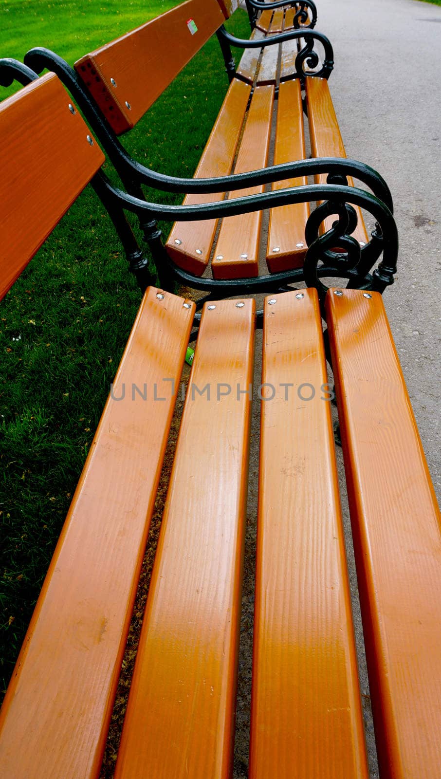 Wooden Bench seat in the park by polarbearstudio