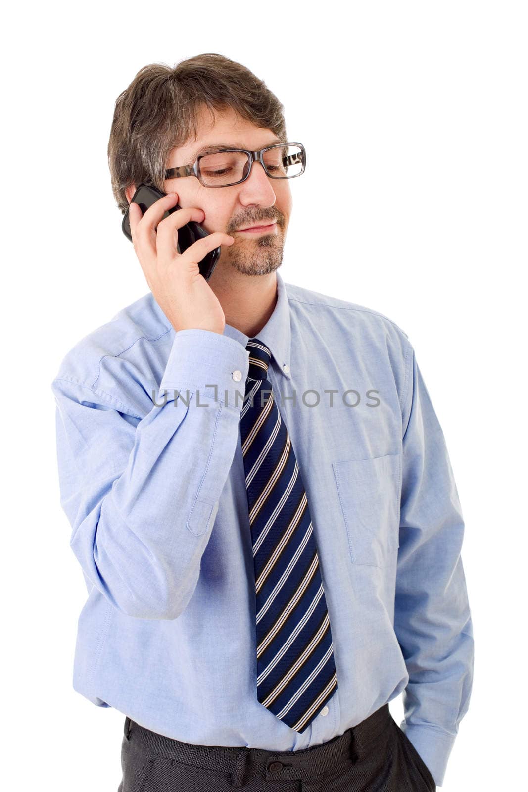 young business man on the phone, isolated