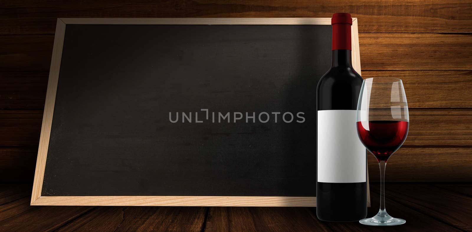 Red wine against blackboard with copy space