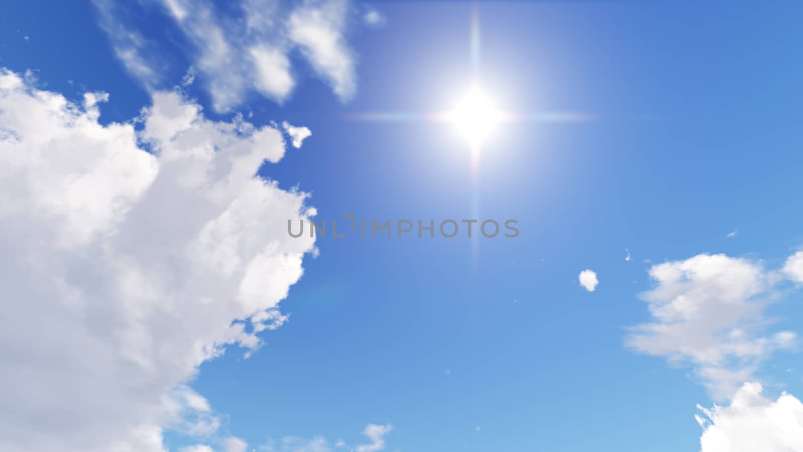 Cloudy blue sky abstract background, blue sky background with tiny clouds, 3d illustration, not a photograph