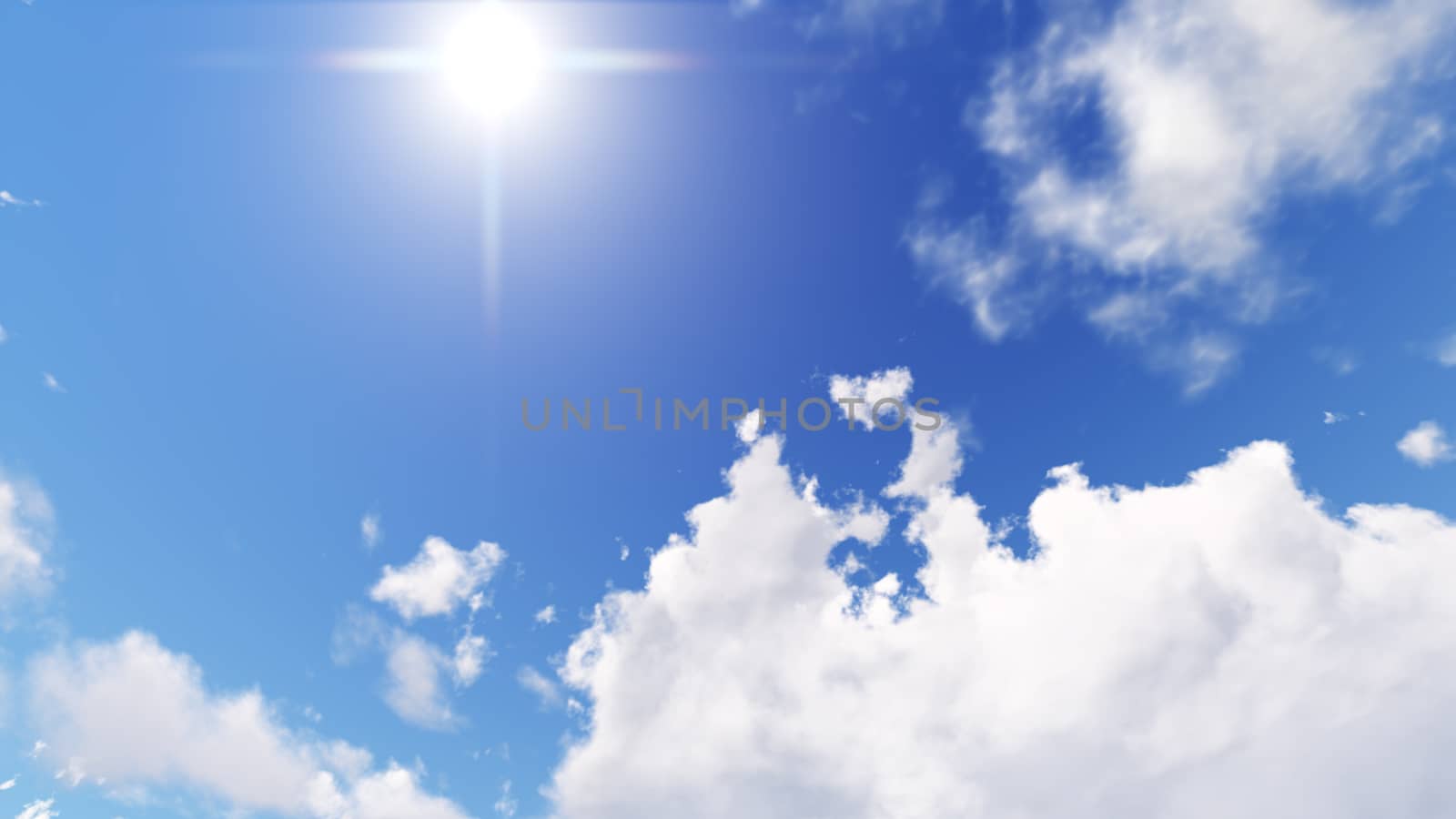 Cloudy blue sky abstract background, blue sky background with tiny clouds, 3d illustration, not a photograph
