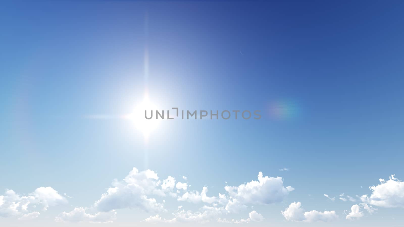 Cloudy blue sky abstract background, blue sky background with tiny clouds, 3d illustration, not a photograph