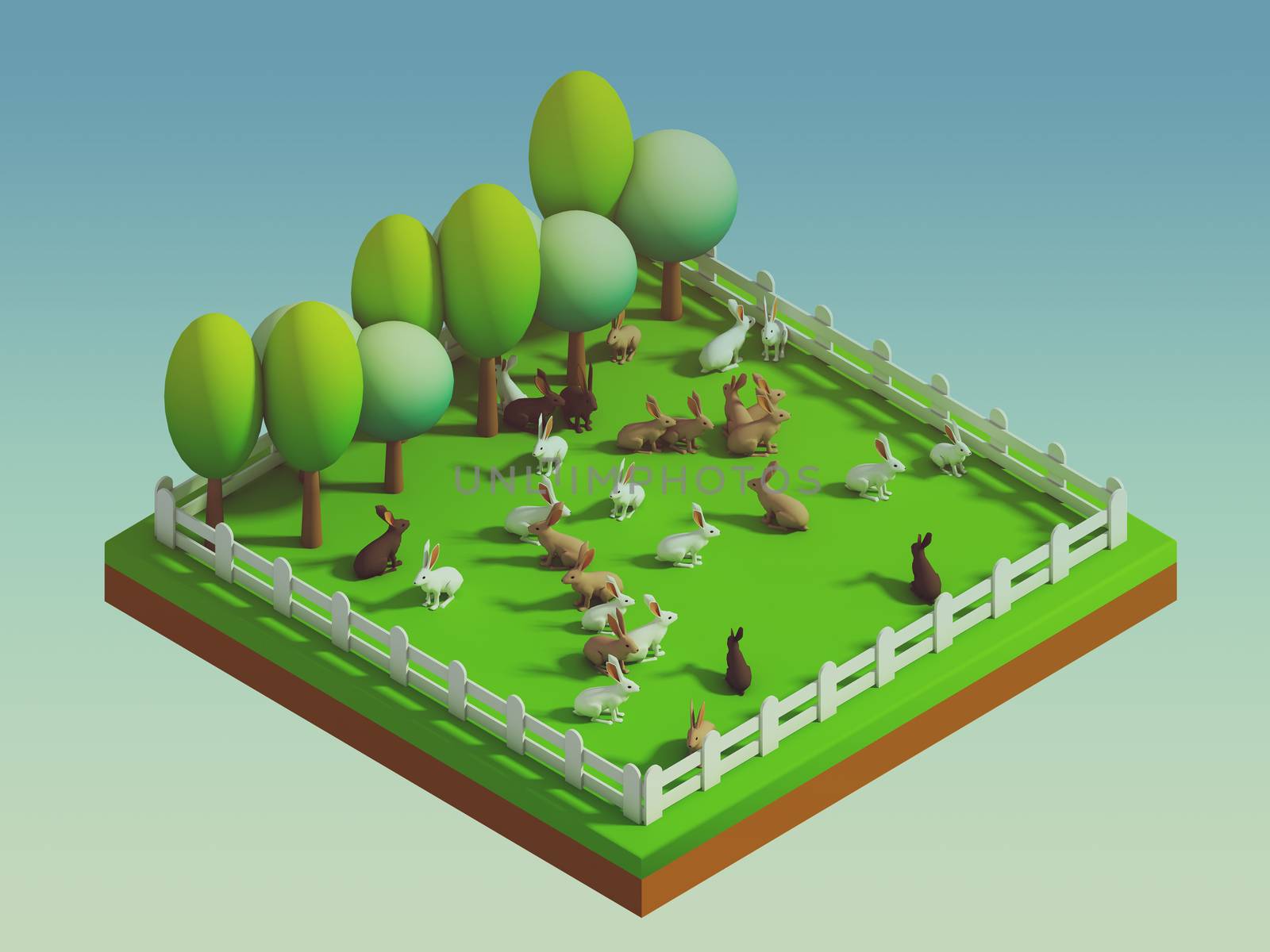 animals in the landscape, isometric view by teerawit