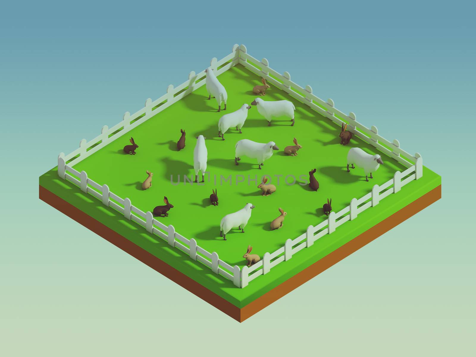 animals in the landscape, isometric view by teerawit